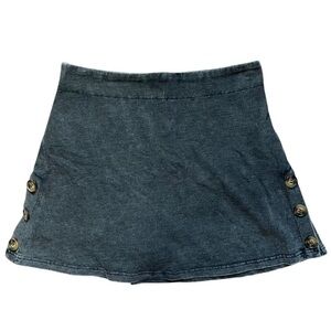 BOUTIQUE WHITE BIRCH Womens Preppy Cute Grey Heathered Pull On Button Skort Sz S